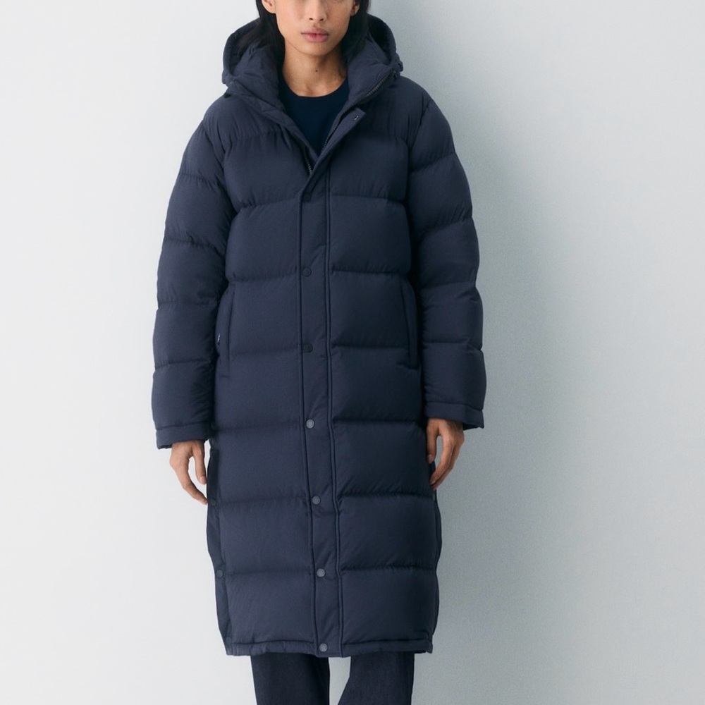 Aritzia The Super Puff Long Coat Navy Blue XL 800 Fill Power Down Hooded Jacket